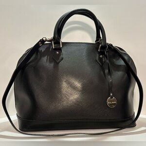 Pulicati Black Leather Dome Satchel Handbag